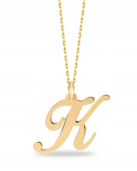 ZŁOTA KOMPLET ZAWIESZKA ŁAŃCUSZEK LITERKA K 333