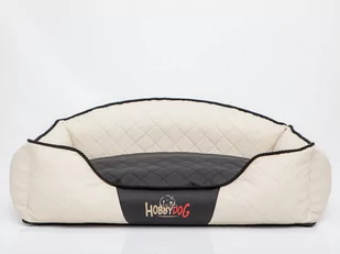 Hobbydog Xxlelibcp2 Hundebett / Sofa / Korb Elite Mit Kissen Kunstleder, Beige / Schwarz, Xxl, 110 X 85 X 30 Cm - Legowiska dla psów - miniaturka - grafika 1