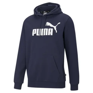 Męska bluza z kapturem z dużym logo Essentials PUMA Peacoat Blue - Swetry męskie - miniaturka - grafika 1