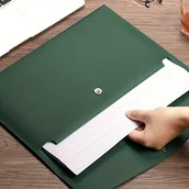 Inne - TEMU 1 szt. Premium Gruby Pojemnik na Dokumenty - Wodoodporny Teczka A4 z Zielonym Kopertowym Wzorem, Elegancki Nowoczesny Styl do Podróży Służbowych - miniaturka - grafika 1