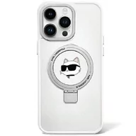 Etui i futerały do telefonów - Karl Lagerfeld KLHMP15LHMRSCHH iPhone 15 Pro 6.1" biały/white hardcase Ring Stand Choupette Head MagSafe - miniaturka - grafika 1