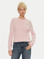 Swetry damskie - Tommy Hilfiger Sweter WW0WW43586 Różowy Regular Fit - miniaturka - grafika 1