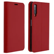 Etui i futerały do telefonów - Etui Folio Prawdziwa Skóra Samsung Galaxy A7 2018 z miejscem na kartę Podstawka Wideo Czerwone - miniaturka - grafika 1