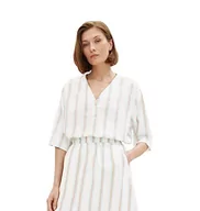 Bluzki damskie - TOM TAILOR Damska 1036703 bluzka, 31948-Offwhite Brown pionowe paski, 38, 31948 – Offwhite Brown pionowe paski, 38 - miniaturka - grafika 1