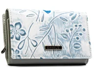 Portfele - Mały portfel damski 4U CAVALDI poziomy na zatrzask i suwak rozbudowany na karty szary - miniaturka - grafika 1