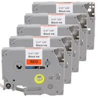 Etykiety do drukarek - Zestaw zamienników taśmy Brother TZE-431 12mm czerwony/czarny 5szt. - miniaturka - grafika 1