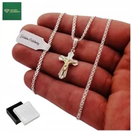 Naszyjniki męskie - Srebrny Łańcuszek Męski Naszyjnik Z Krzyżykiem 925 + Grawer Dla Faceta Męża - miniaturka - grafika 1