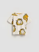 Bluzki dla niemowląt - Reserved - Bawełniany t-shirt Garfield - złamana biel - miniaturka - grafika 1