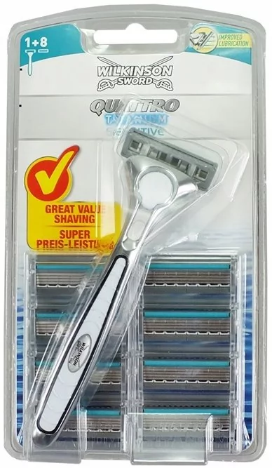 Wilkinson Sword Quattro Titanium Sensitive do maszynki do golenia z 9 ostrzami 7008099U