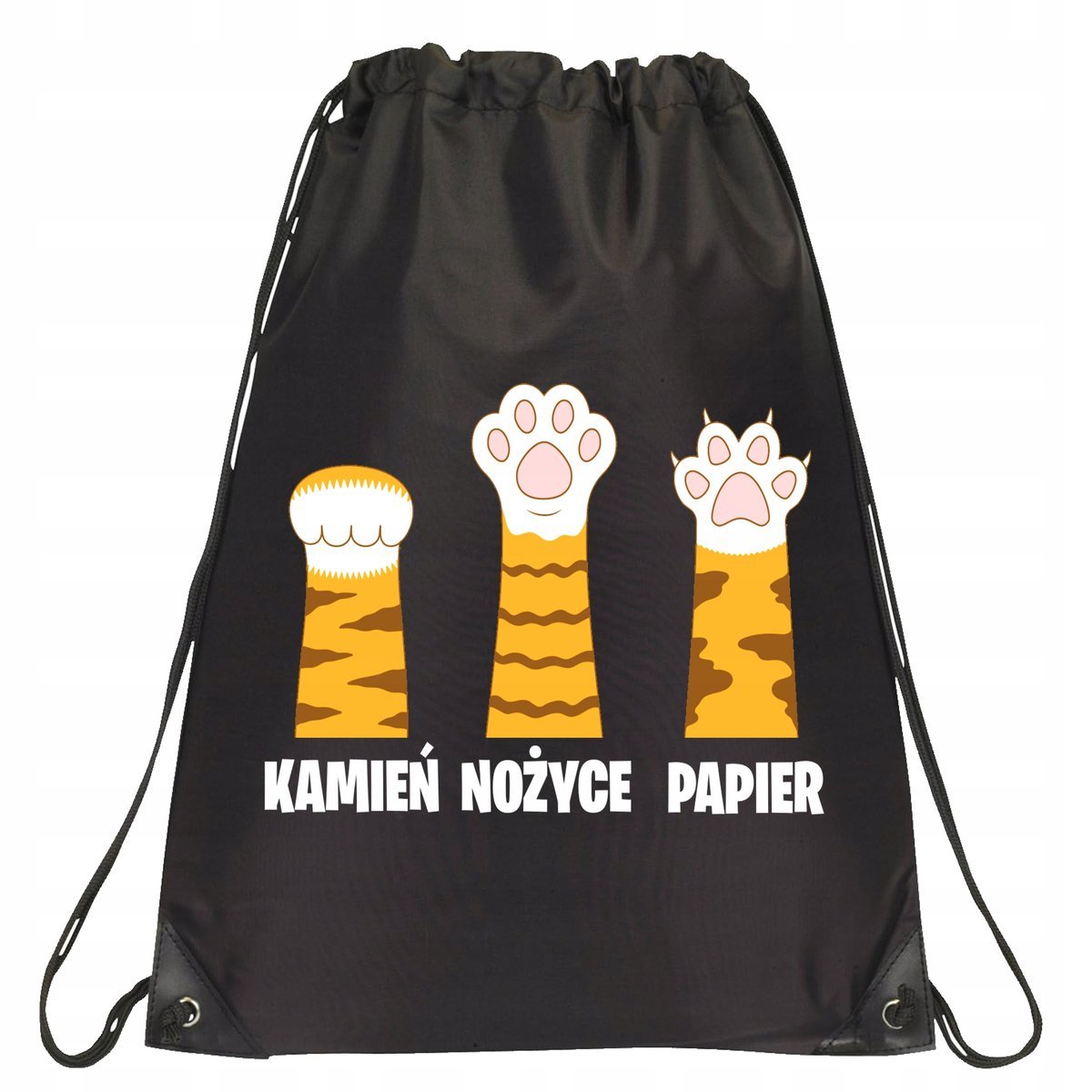 P338 PLECAK WOREK Z NADRUKIEM Kot Kamień Papier Nożyce Jakość Premium
