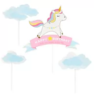 Urodziny dziecka - AR Topper na tort Happy Birthday Jednorożec - 22 cm K5870 - miniaturka - grafika 1