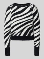 Swetry damskie - Sweter z dzianiny o kroju regular fit z rękawami z plisami model ‘PIUMO’ - miniaturka - grafika 1