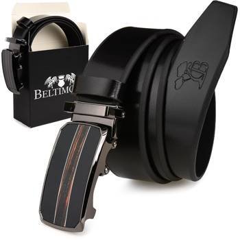 BELTIMORE pasek męski skórzany klamra automat czarny A18 : Kolory - czarny, Rozmiar pasków - r.85-100 cm