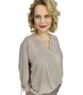 Bluzki damskie - Elegancka koszula Tunika oversize Brokatowa Luźna Stylowa PENELOPA-46/48 - miniaturka - grafika 1