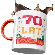 Kubki - Kubek Pomarańczowy na Urodziny 70 70te 70-te z Nadrukiem ze Zdjęciem + Opakowanie na prezent (wzór 03) - miniaturka - grafika 1