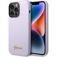 Etui i futerały do telefonów - Guess Etui Hardcase Silicone Vintage Gold Logo do iPhone 14 Pro fioletowe - miniaturka - grafika 1