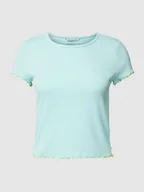Koszulki i topy damskie - T-shirt krótki z falistym dołem - miniaturka - grafika 1