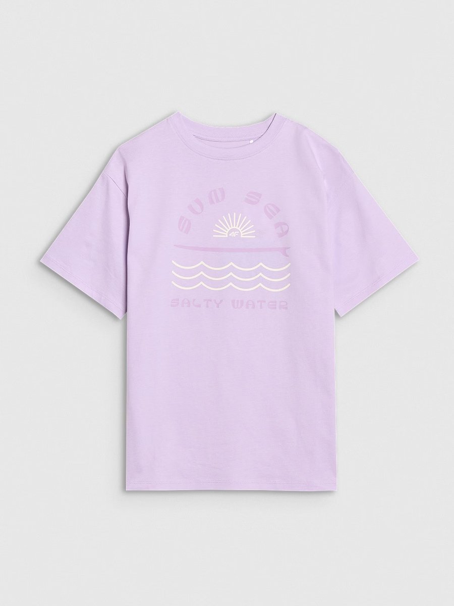 4F T-SHIRT KOSZULKA DZIEWCZĘCA Z NADRUKIEM F1870 JASNY FIOLET 152
