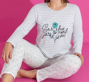 Damska piżama długa bawełniana długi rękaw długie spodnie XL plus size - Piżamy damskie Damska piżama długa bawełniana długi rękaw długie spodnie XL plus size - Piżamy damskie - miniaturka - grafika 1