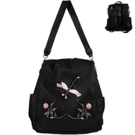 Torebki damskie - 1 PC 3D haftowany plecak Ważka Rhinestone Torba na ramię Torba antykradzieżowa do podróży szkolnych na świeżym powietrzu () Czarny 33*32CM - miniaturka - grafika 1