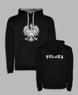 Bluzy męskie - BLUZA Z KAPTUREM - ORZEŁ Z PRZODU I NAPIS POLSKA NA PLECACH Czarny S - miniaturka - grafika 1