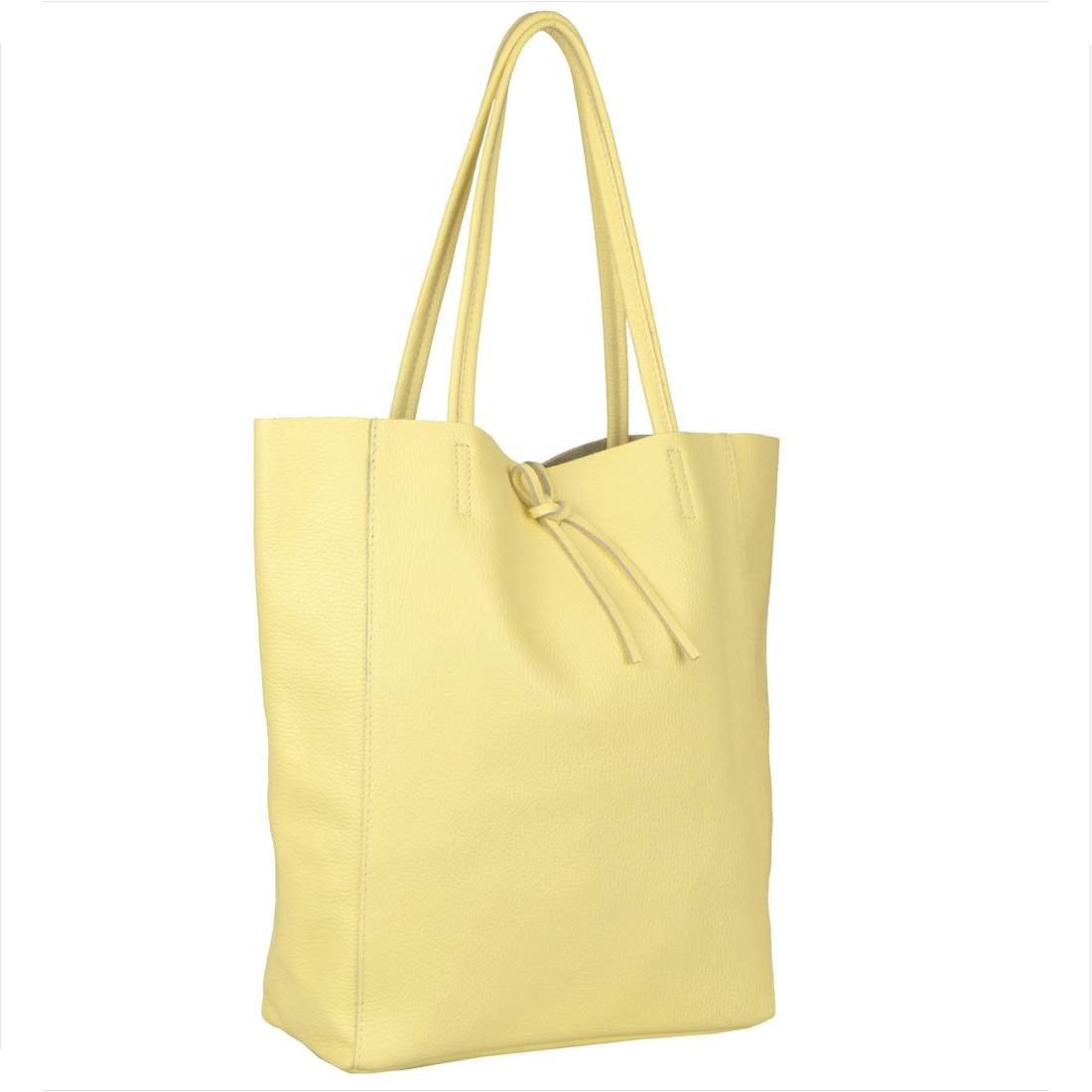 Torebka skórzana super lekka shopper żółty pastelowy