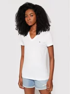 Koszulki i topy damskie - Tommy Hilfiger T-Shirt Heritage V-Neck Tee WW0WW24969 Biały Regular Fit - miniaturka - grafika 1