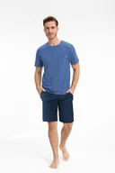 Piżamy damskie - Piżama męska LUNA kod 807 niebieska spodenki w trójkąty M - miniaturka - grafika 1