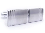 Spinki do mankietów i krawatów - Prostokątne spinki do mankietów z trzema paskami N72 - miniaturka - grafika 1