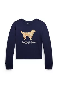 Polo Ralph Lauren longsleeve bawełniany dziecięcy kolor granatowy - Bluzki dla dziewczynek - miniaturka - grafika 1