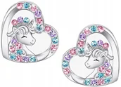 Biżuteria dla dzieci - SREBRNE KOLCZYKI JEDNOROŻCE SERCE STAL CHIRURGICZNA 316L - miniaturka - grafika 1