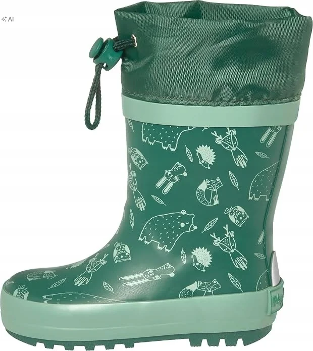 PLAYSHOES ZIELONE KALOSZE DZIECIĘCE Z LEŚNYM NAPISEM 22 22 6OA