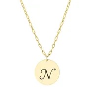 Naszyjniki - Naszyjniki z literką Twoje inicjały na delikatnej zawieszce złoconej zawieszce na łańcuszku N - Manoki - miniaturka - grafika 1