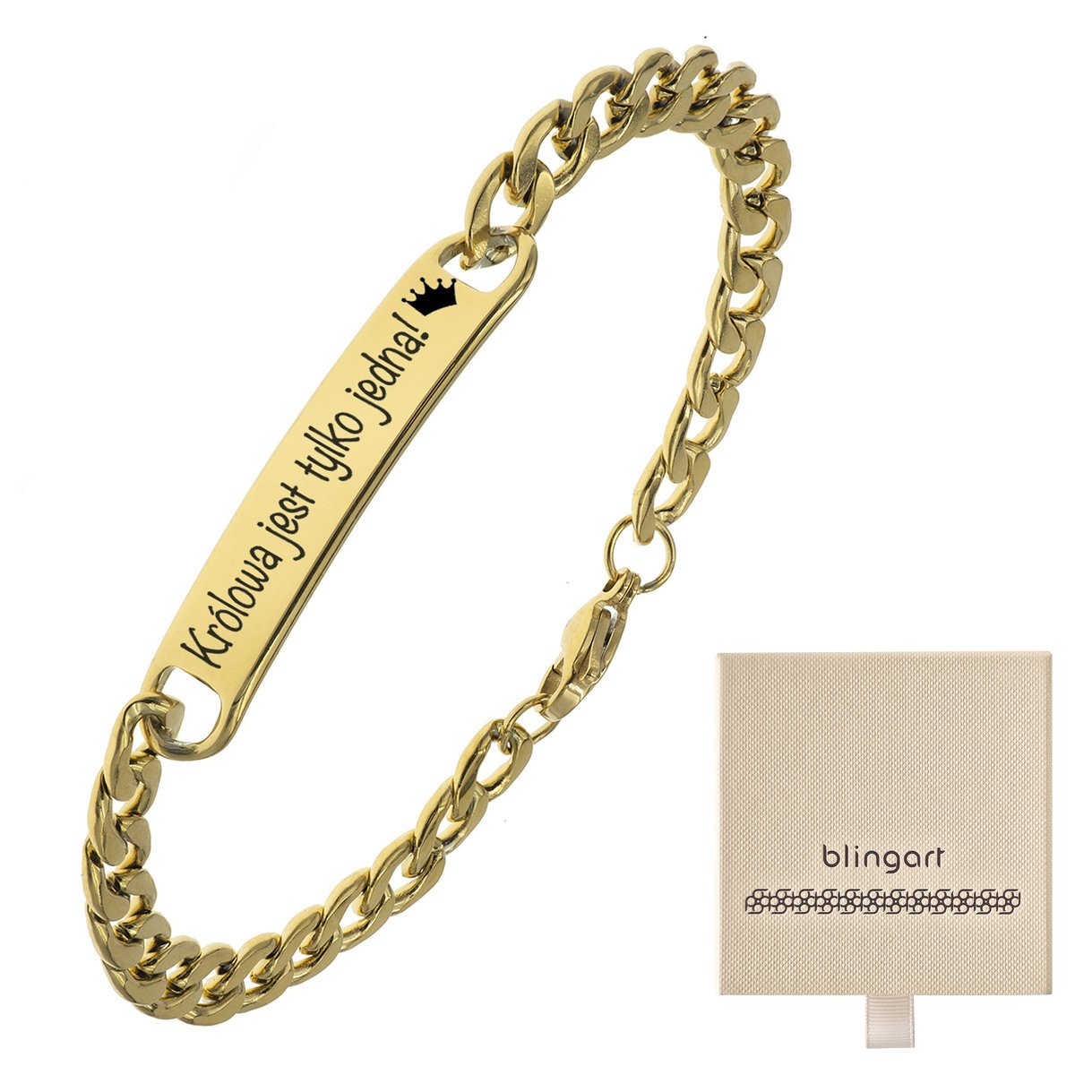 Bransoletka z grawerem pozłacana pancerka