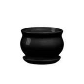 Donice - Doniczka ceramiczna z podstawką kokarda 13 x 17,5 cm czarny połysk symbol 661 - miniaturka - grafika 1