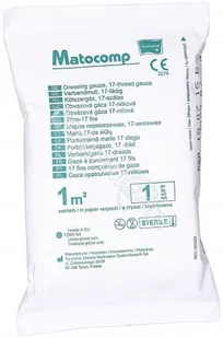 MATOCOMP Gaza opatrunkowa jałowa 17-nitkowa 1/2 m2 - Apteczki i materiały opatrunkowe - miniaturka - grafika 1