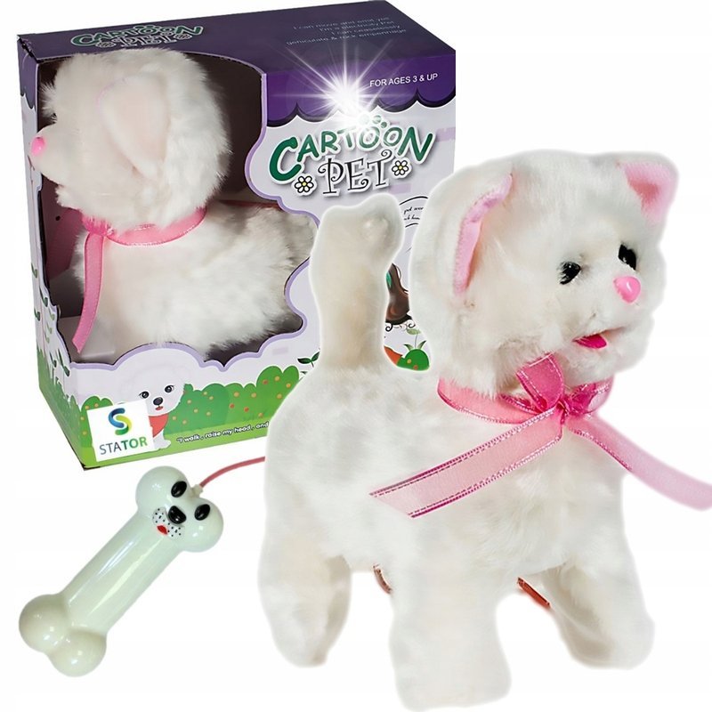 INTERAKTYWNY KOT KOTEK Mruczuś STEROWANY NA SMYCZY CHODZI MIAUCZY MASKOTKA