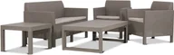 Meble ogrodowe - KETER Zestaw mebli ogrodowych Orlando Set cappuccino dla 4 osób ze stolikiem i stołem Lyon - miniaturka - grafika 1