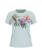 Koszulki i topy damskie - Guess T-Shirt W5GI07 J1314 Turkusowy Slim Fit - miniaturka - grafika 1