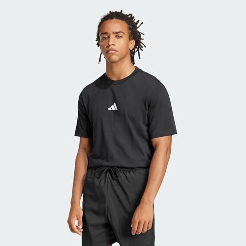 adidas Mężczyźni ESSENTIALS SMALL LOGO SINGLE JERSEY TEE, Black/White, M
