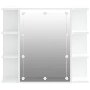 Lumarko Szafka z lustrem i oświetleniem LED, biała, 70x16,5x60 cm - Toaletki - miniaturka - grafika 9
