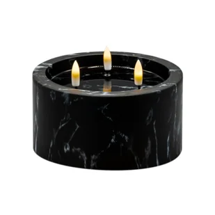 Świeca LED 3 płomienie efekt czarnego marmuru 8 x 15 cm ciepły biały CORTINA - Świece - miniaturka - grafika 1