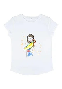 Disney Women's Mulan and Mushu Organic Rolled Sleeve t-shirt damski, biały, M, biały, M - Koszulki i topy damskie - miniaturka - grafika 1