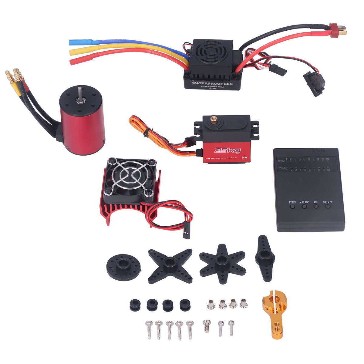 Silnik bezszczotkowy wodoodporny S3650 4300KV, 60A, regulator bezszczotkowy Mo.