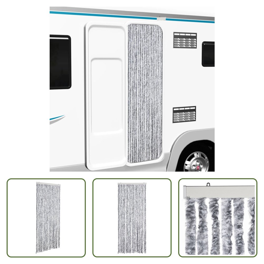 The Living Store zasłona przeciw owadom srebrna 56x200 cm szenilowa