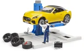 Tory, garaże, parkingi - BRUDER bworld Car Service Center + bruder Roadster - miniaturka - grafika 1