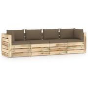 Meble ogrodowe - Ogrodowa sofa 4-os z poduszkami, impregnowane na zielono drewno kod: V-3074611 - miniaturka - grafika 1