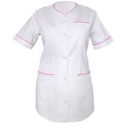 Odzież medyczna - Żakiet medyczny damski biały fartuch lekarski  lamówka amarant 34 - miniaturka - grafika 1