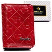 Portfele - Rovicky skórzany portfel damski mały zapinany + pudełko - miniaturka - grafika 1