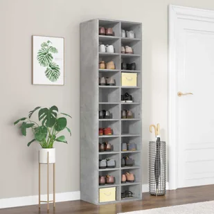 vidaXL Szafka na buty betonowa szara 54x34x183 cm materiał drewnopochodny - stojak na buty - półki na buty - stojak na buty - stojak na buty - Szafki na buty - miniaturka - grafika 1